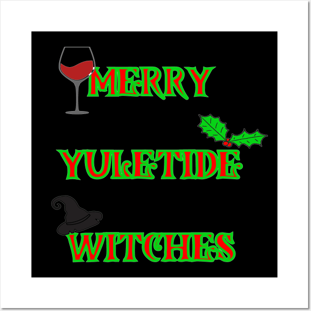 Merry Yuletide Witches, Christmas sweater style Wall Art by Rattykins